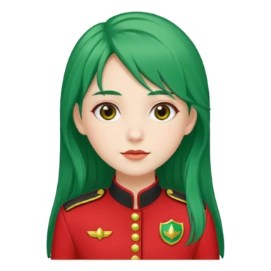 green haired scout girl with red uniform and long hair sticker