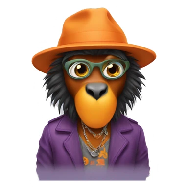 Orangatang wearing a coeboy har sticker