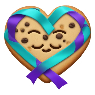 Cookie heart with purple teal awareness ribbon loop sticker