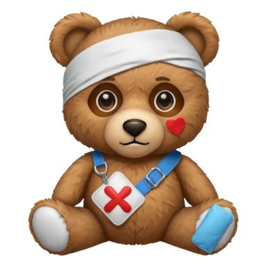 teddy bear with bandaid and eye patch sticker