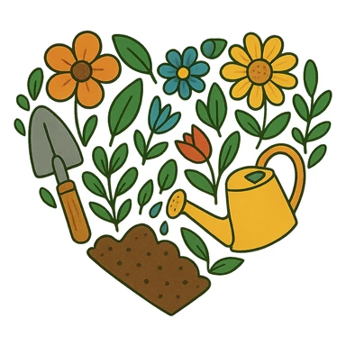 heart with a gardening theme sticker