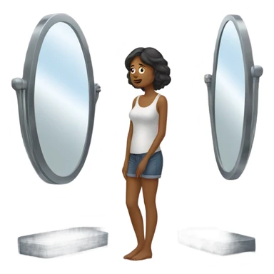 woman looks in the mirror and sees herself sticker