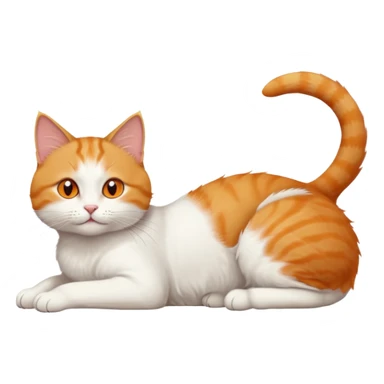 ginger and white cat with orange eyes doing a big extremely long stretch reaching up into the air with arms and legs side by side together straight and overextended whilst lying on its side sticker