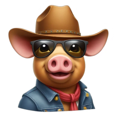 piggy wearing sunglasses and a cowboy hat sticker