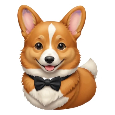 Corgi with black bow tie, half body sticker