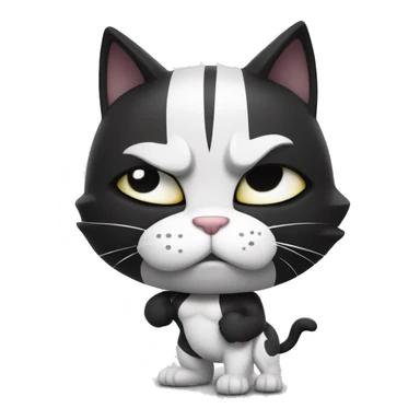 Galactic Ultra Muscular gigachad black and white Cat flexing His biceps sticker