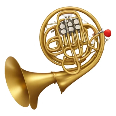 French horn with red hearts around it sticker