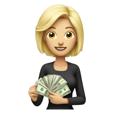 Blonde Woman  holding money  sticker