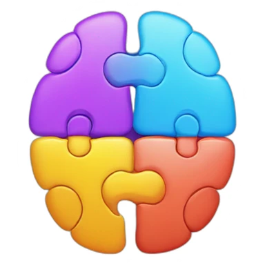 brain divided to the 4 big colorful puzzles sticker