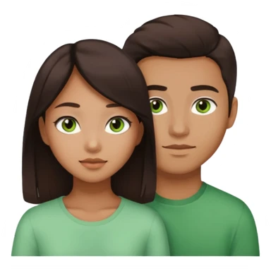 A darker Asian girl with brown eyes and dark brown hair, with her white boyfriend who has green eyes and light brown hair. sticker