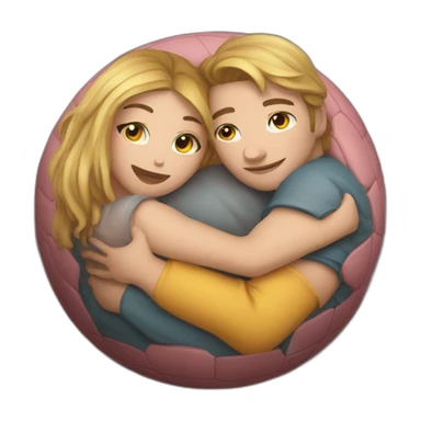 lovers cuddle in ball sticker