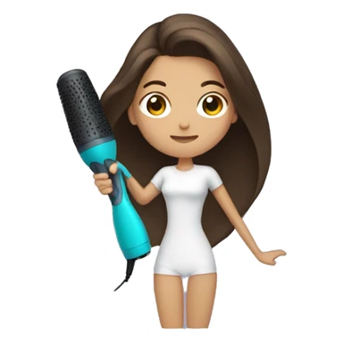 Brunette girl blow drying hair sticker