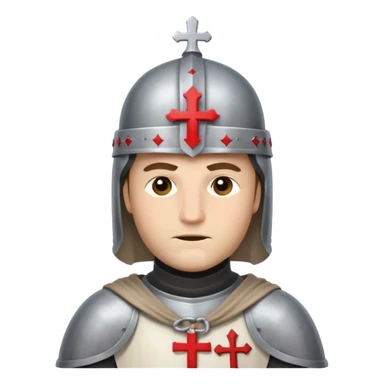 knight templar close-up face, helmet with cross sticker