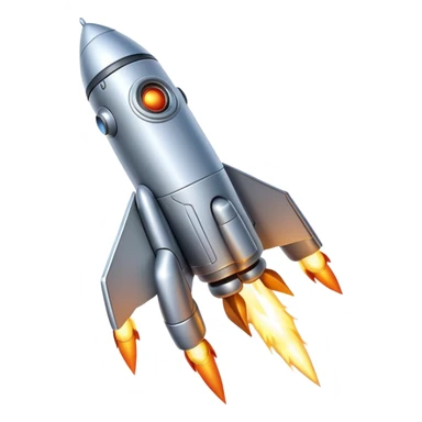 robot shaped like a rocket blasting off sticker