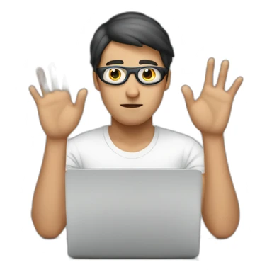 Hacker person doing stop by his hands sticker