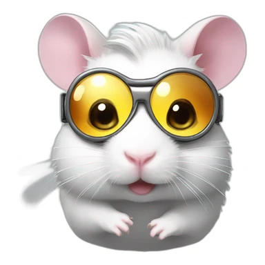Hamster wearing goggles with a unicorn horn sticker