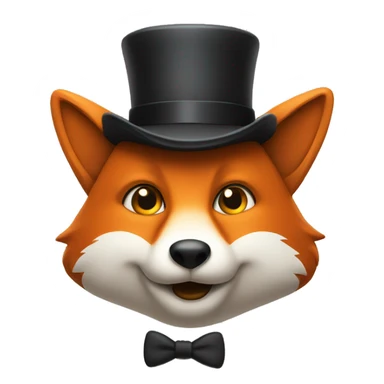 Original fox emoji wearing a bowler hat sticker