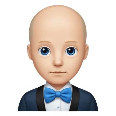 Bald with blue bow tie, balck dress sticker