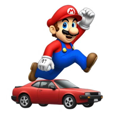 Mario jumping on car sticker