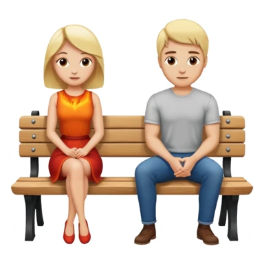 Blond woman and a man, who trust. Passion and Fire, Bench sticker