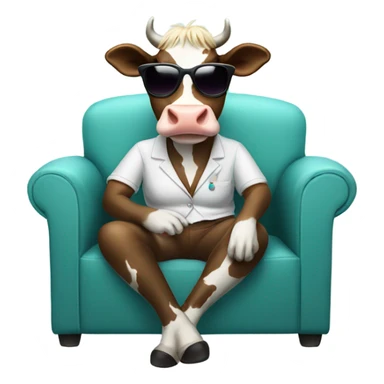 Female Cow with sunglasses sitting on the couch smoking sticker