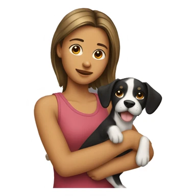 Girl with dog in her arm  sticker