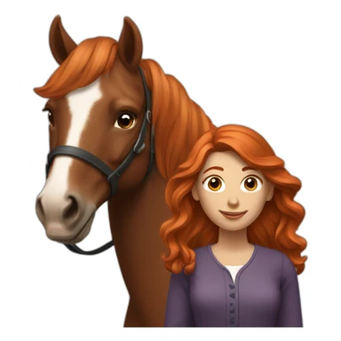 red-haired woman with a horse next to her sticker