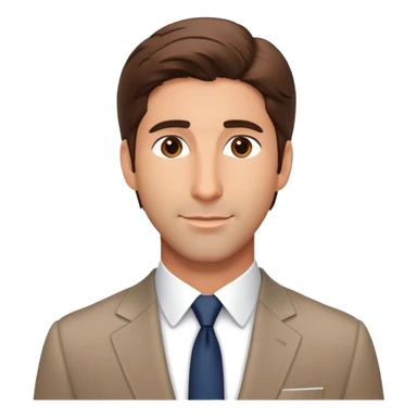 handsome Ross Geller from Friends TV show with well-styled brown hair and attractive features in a nice suit sticker