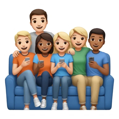 group of friends on couch laughing sticker