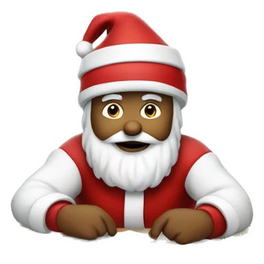Santa is sitting on a desk, solving complicated math problems  sticker
