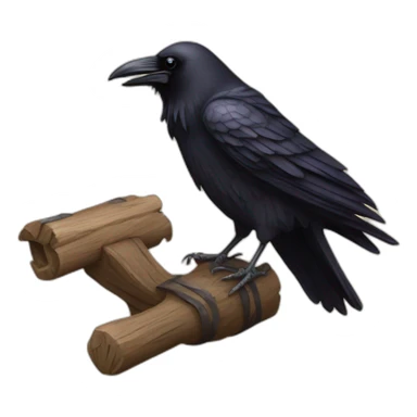 Raven with a medieval mangonel sticker
