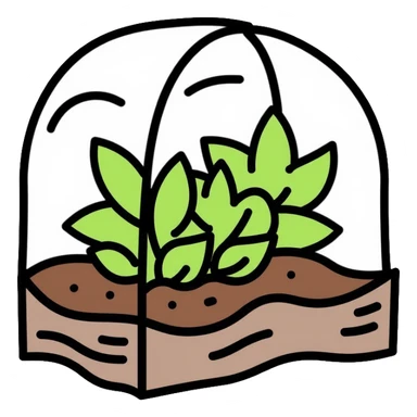 garden bed with plastic hoop cover, plant protection sticker