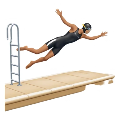 A diver mid-air after jumping off a head diving pool,  Below him, a pool labeled "Confidence". A subtle 5-4-3-2-1 on the diving board shows they took the leap despite fear. sticker