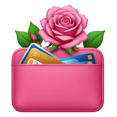 Pink cute pocket Wallet with credit cards inside and roses growing from it sticker