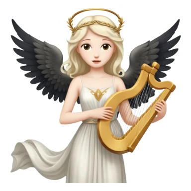 Muse of inspiration with wings and a lyre in her hand sticker