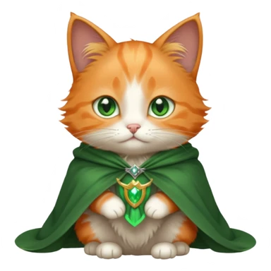 baby orange cat green eyes, in magic silver cloak sticker