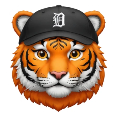 Tiger with Detroit baseball cap sticker