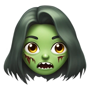 Green Zombie brunette long hair girl with mouth open horror  sticker