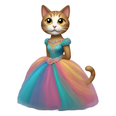 Cat in ball gown sticker