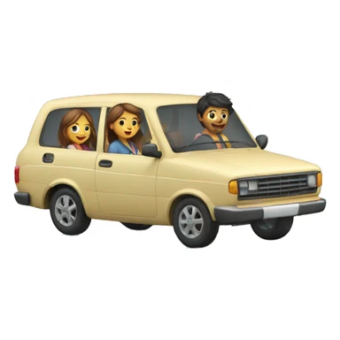 3 girls and 1 man travelling in car sticker