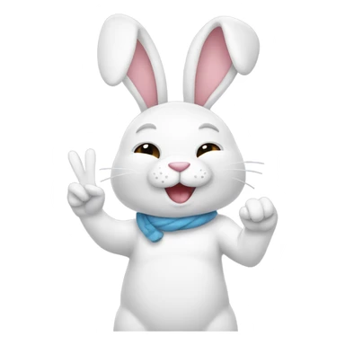 Bunny making peace sign sticker