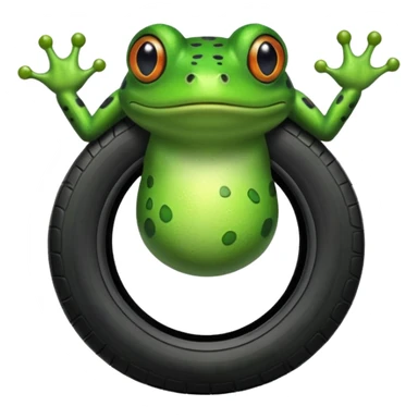 Frog head and legs but the body is a tire sticker