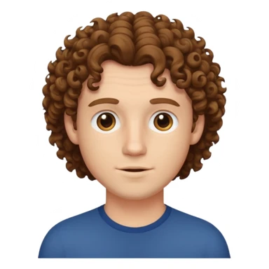 White male with curly hair sticker