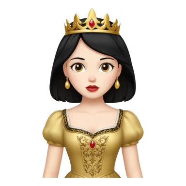 Snow White from Disney Princess with black hair, gold outfit sticker