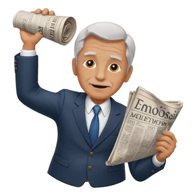 rear-facing old man in a suit throwing a rolled-up newspaper to his left sticker