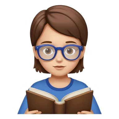 kid reading a book colored glasses sticker
