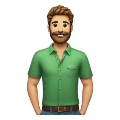 homem de barba e camisa verde e vermelha sticker