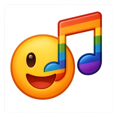 gay pride emoji, rainbow musical note, lively and bright sticker