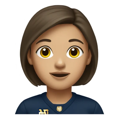 Brunette haired girl wearing Notre Dame sweatshirt  sticker