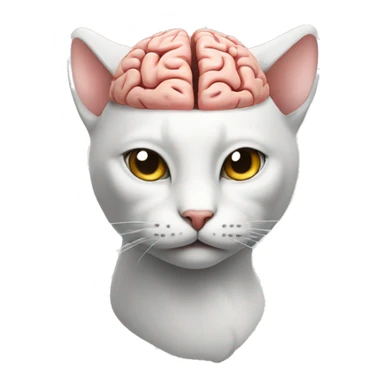 cat with a brain outside sticker